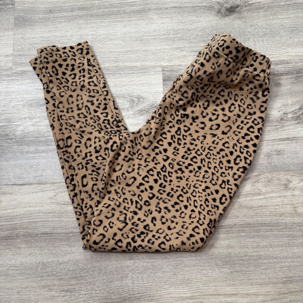 CHICOS‎ OP Leopard Print Skinny Pants Women 0P Small Tan Black